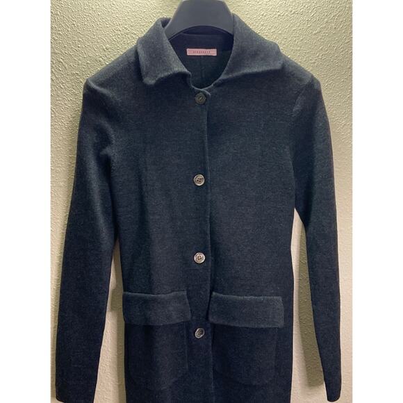 Hucenberd Women Heather Gray Merino Wool Cardigan/Coat Size S - Picture 2 of 5